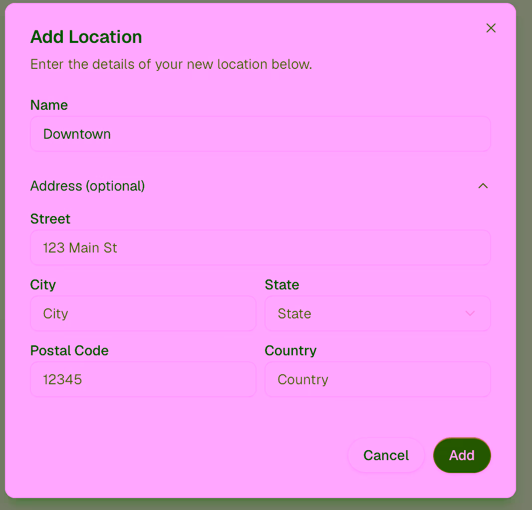 Add location form