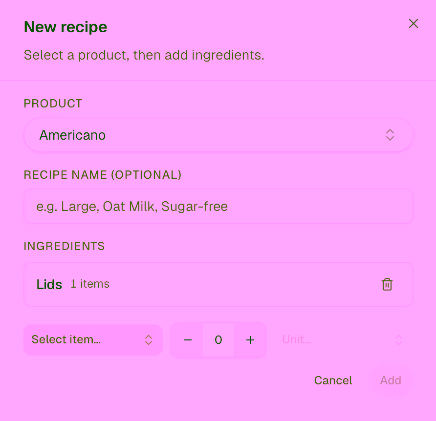 Add recipe form