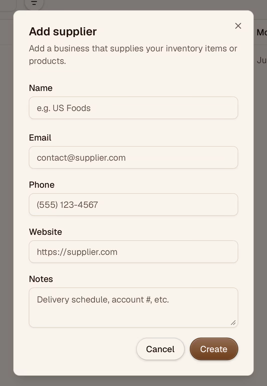 Add supplier form