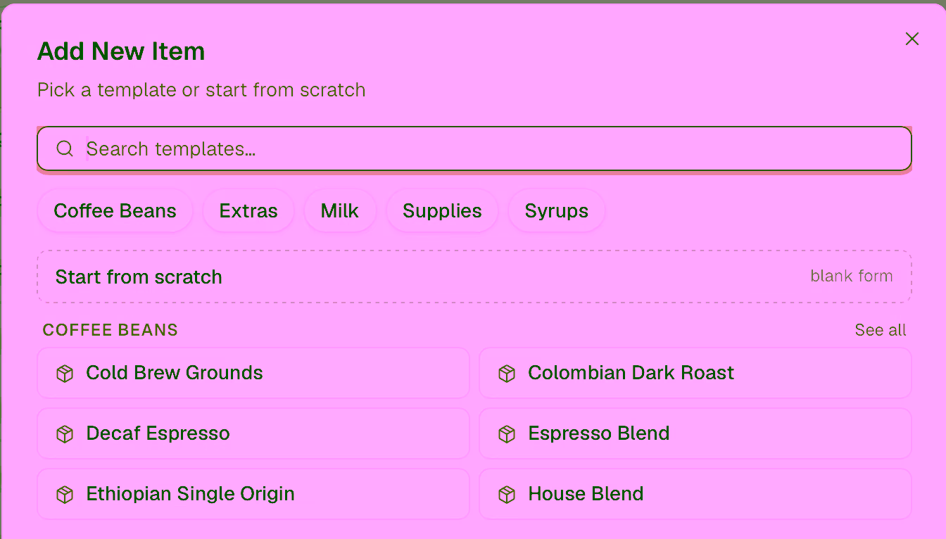 Items page