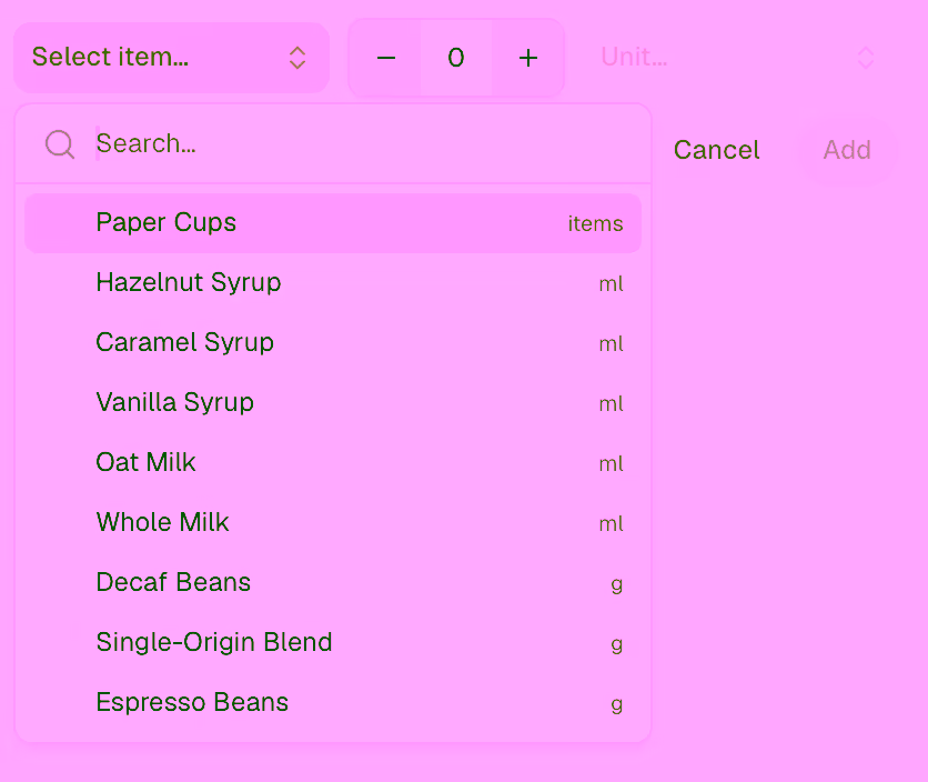 Recipe ingredients