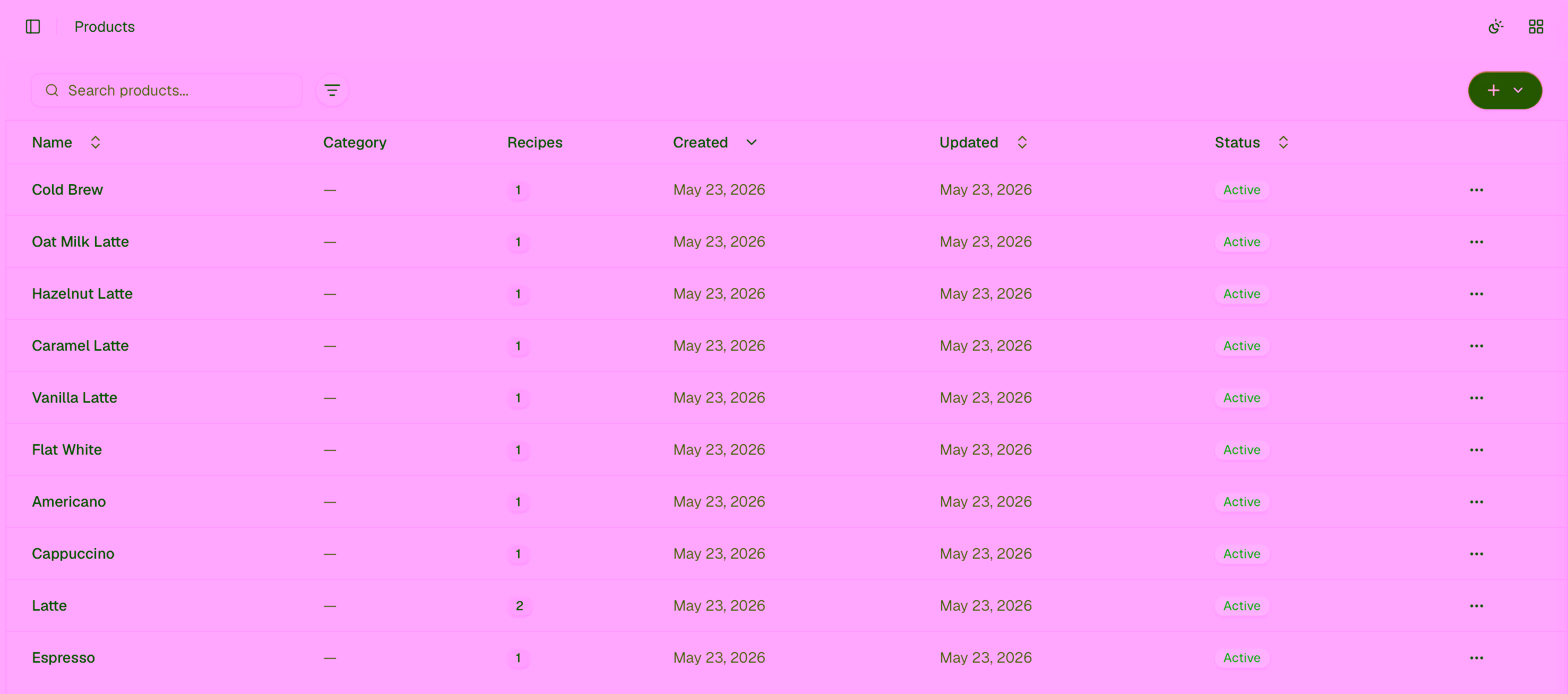 Products page